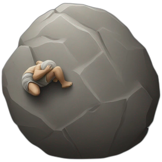 Sisyphus rolling a rock emoji