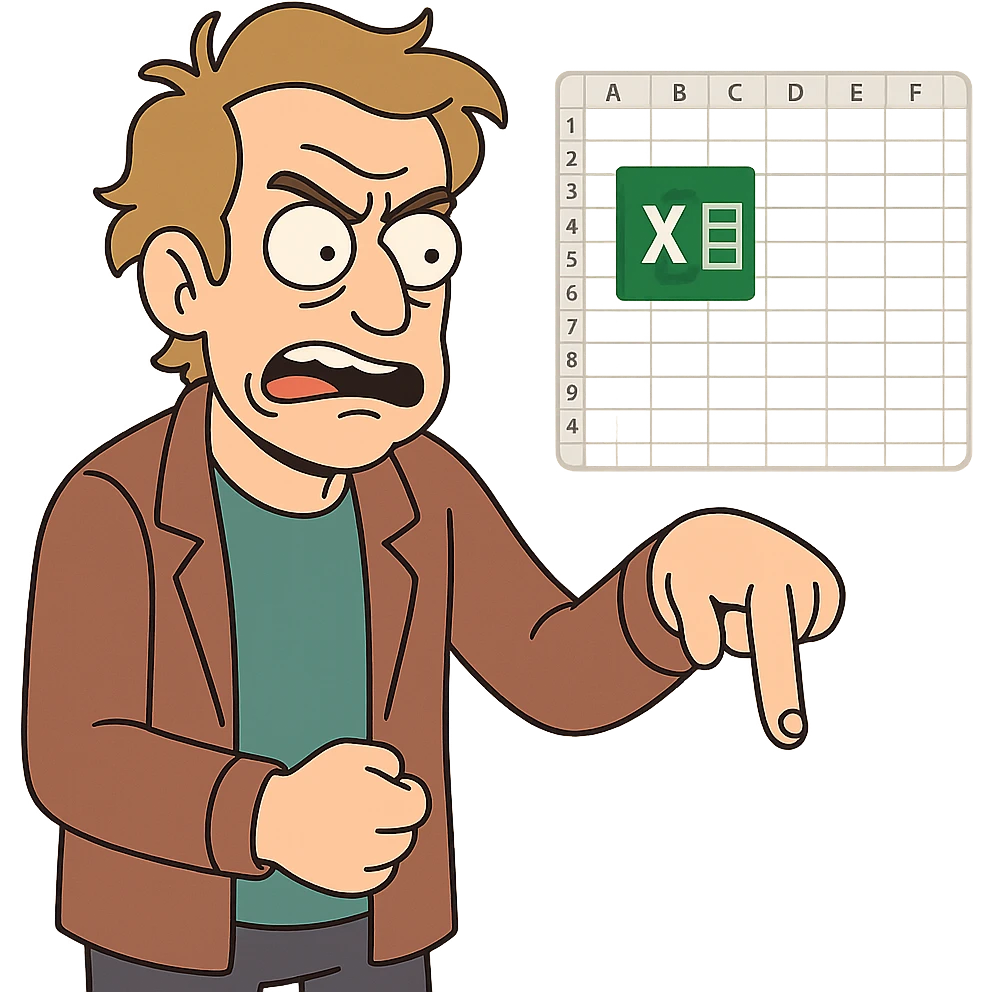 hand pointing down with an Excel spreadsheet emoji