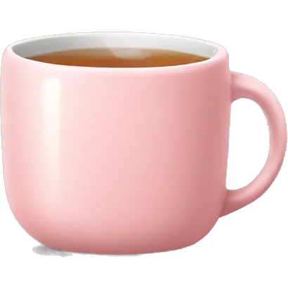 Light pink mug with tea and tea bag in it and steam  emoji