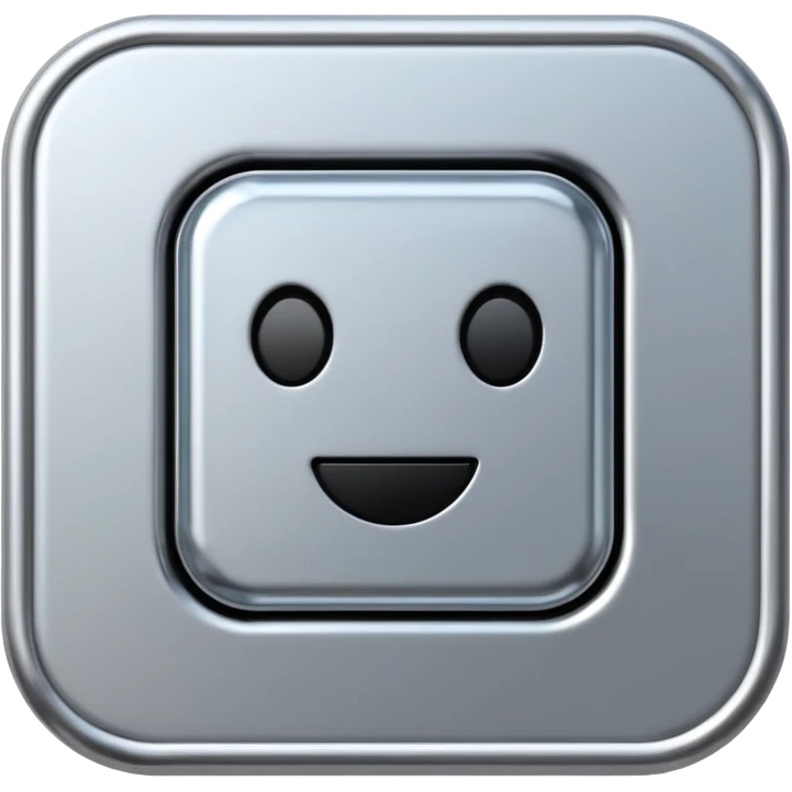 A futuristic microchip emoji made of polished silver chrome, minimal circuit details, smooth metallic surface, soft lighting, iOS emoji style, centered, clean white background emoji