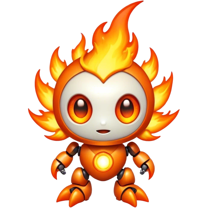 cute fire sprite with robotic eyes emoji