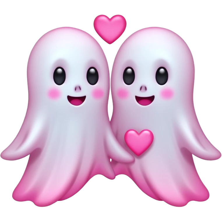 Two cute Ghost Friends with pink Little Hearts  emoji