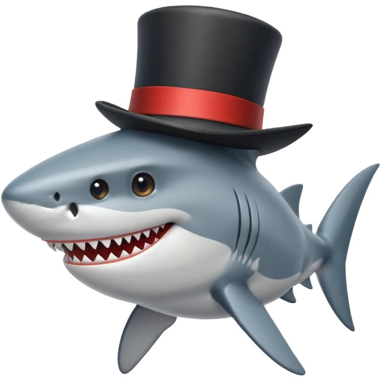 Shark with a top hat emoji