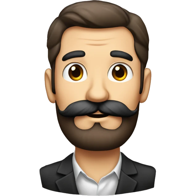 Beau mec brun barbu moustache rasé yeux noir béret emoji