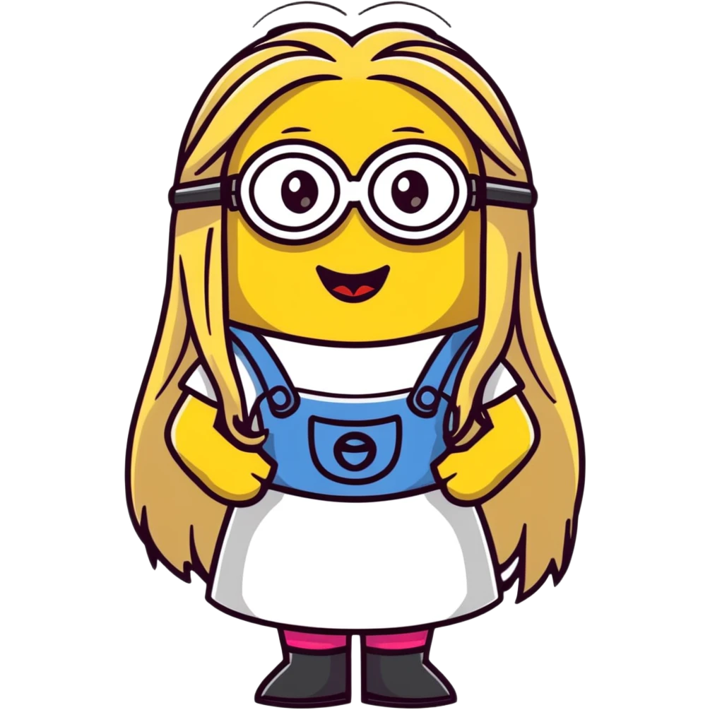 female minion with long blonde hair and lipstick emoji