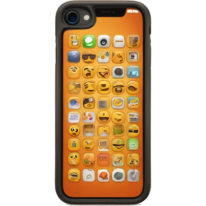 iPhone with orange colored case and orange colored apps emoji