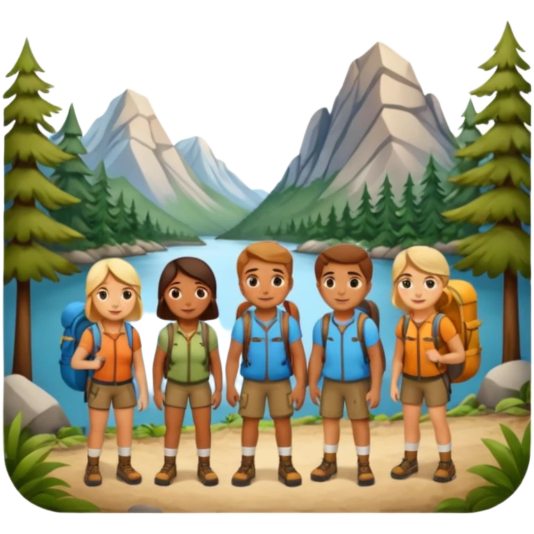 people wearing backpack to camping emoji
