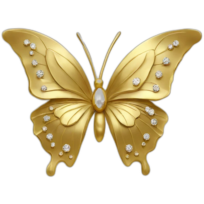 Gold butterfly jewel with heart shaped diamonds emoji