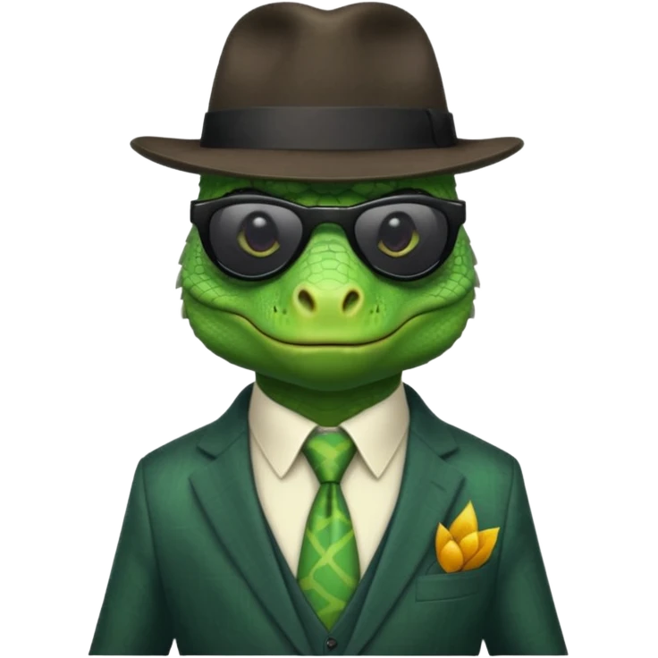capitalist iguana banker godfather with black sunglasses emoji