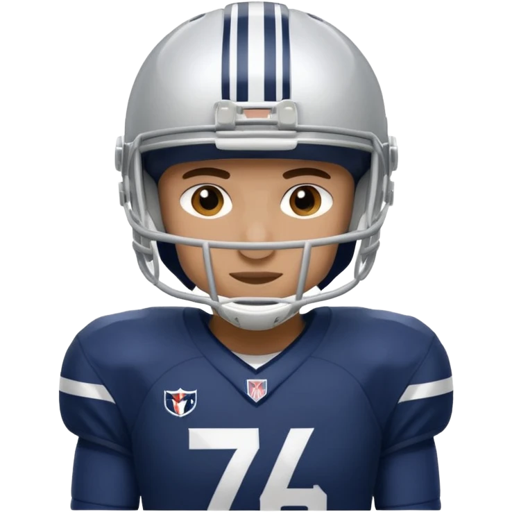 football player wearing white, silver, navy blue colors, and helmet should say 784 emoji