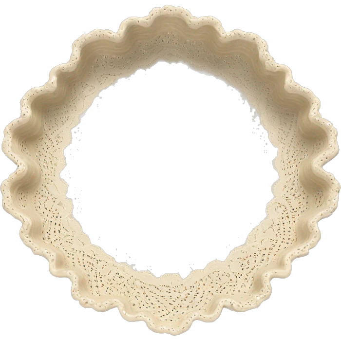 Beige scalloped tray with a lace object emoji