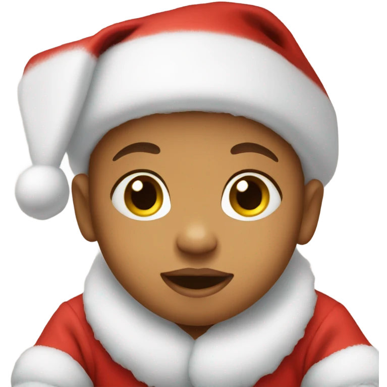 Baby wearing Santa hat emoji
