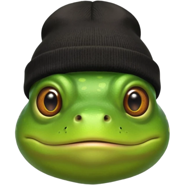 bearded frog with black beanie emoji