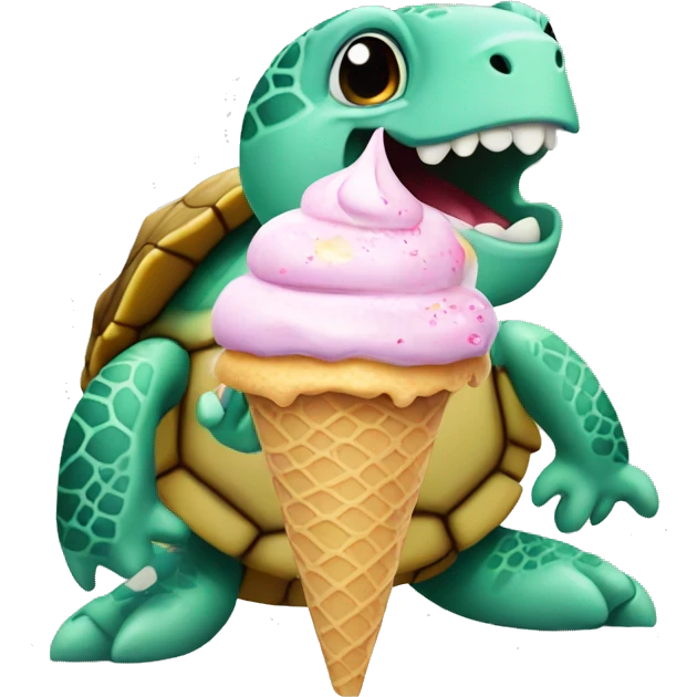 Sea turtle eating ice cream emoji