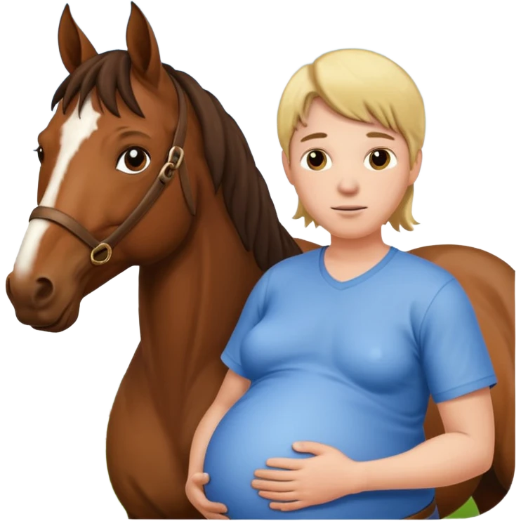 pregnant man  with horse emoji