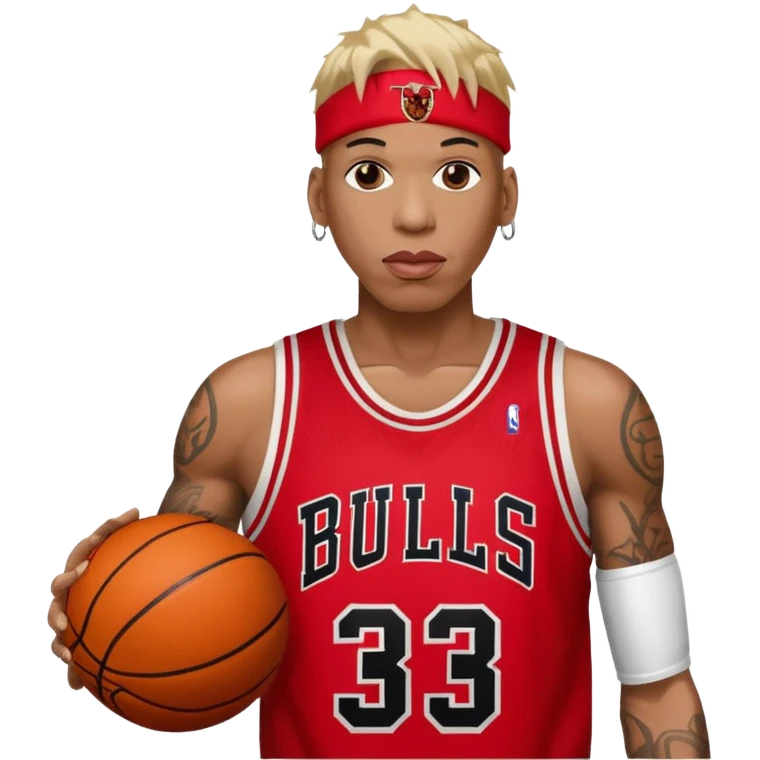 Dennis Rodman with a basketball and 91 Chicago bull  emoji