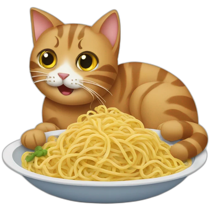 Cat eating spaghetti emoji