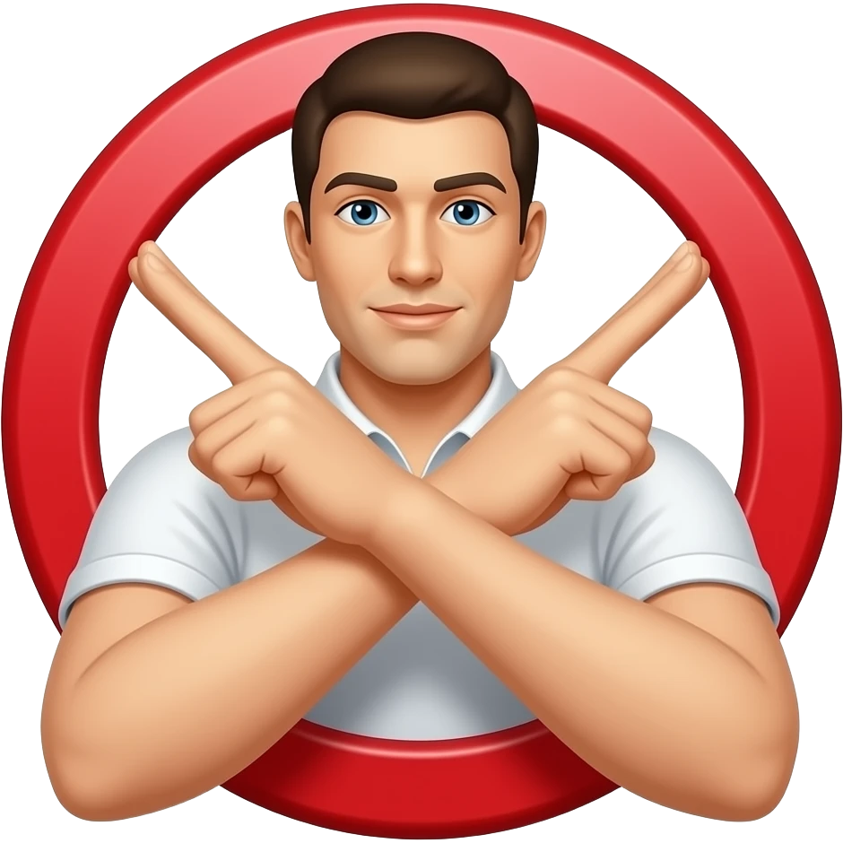 A person making an “X” gesture with their arms crossed in front of their chest, clearly signaling “no” or “stop”. The pose is front-facing, with both arms forming a bold X shape. emoji