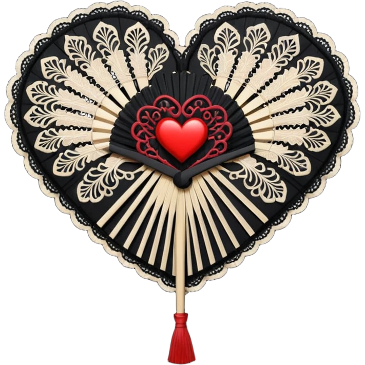 goth heart with a black lace fan emoji