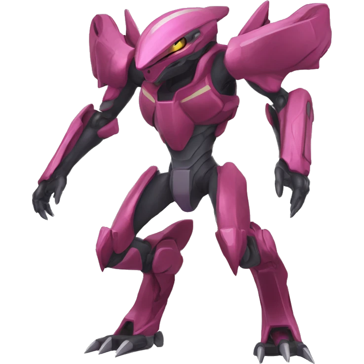 a Genesect-Raptor-Fakémon—hybrid with a futuristic visor-helmet full body emoji