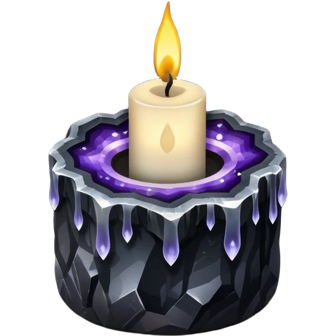 Black candle on a dark geode crystal emoji