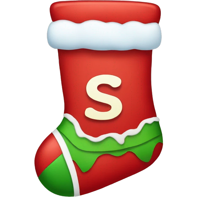 christmas stocking with letter s emoji