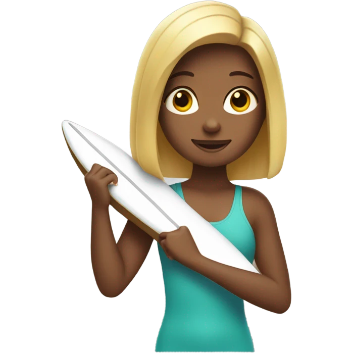 girl holding a surfboard in her hands emoji