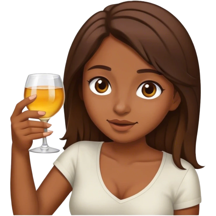 Brown hair girl drunk holding alcohol  emoji