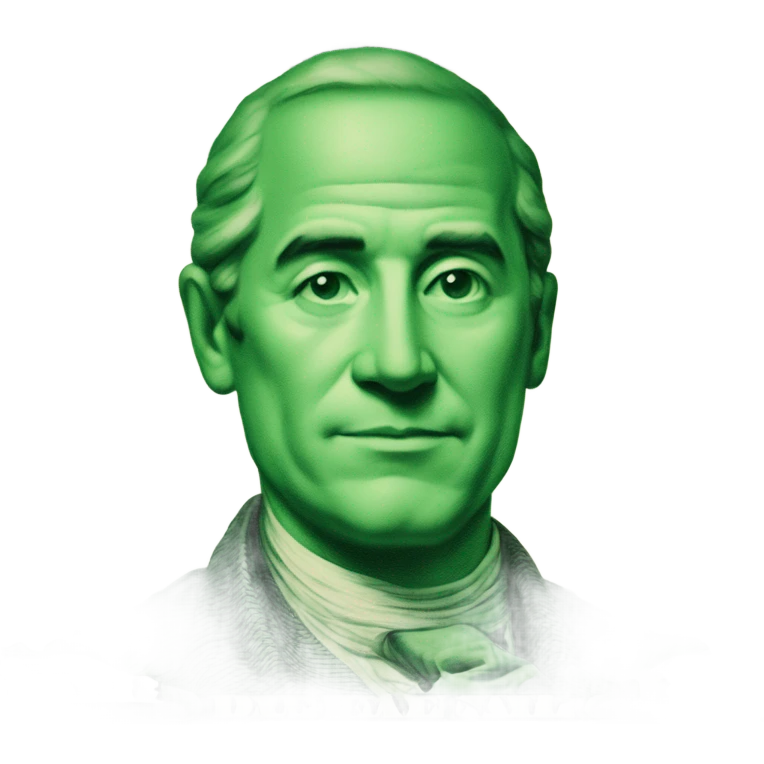 A green dollar bill with minimum detail facing the camera emoji