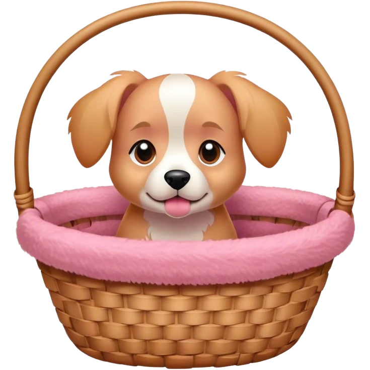 Pink dog in basket emoji