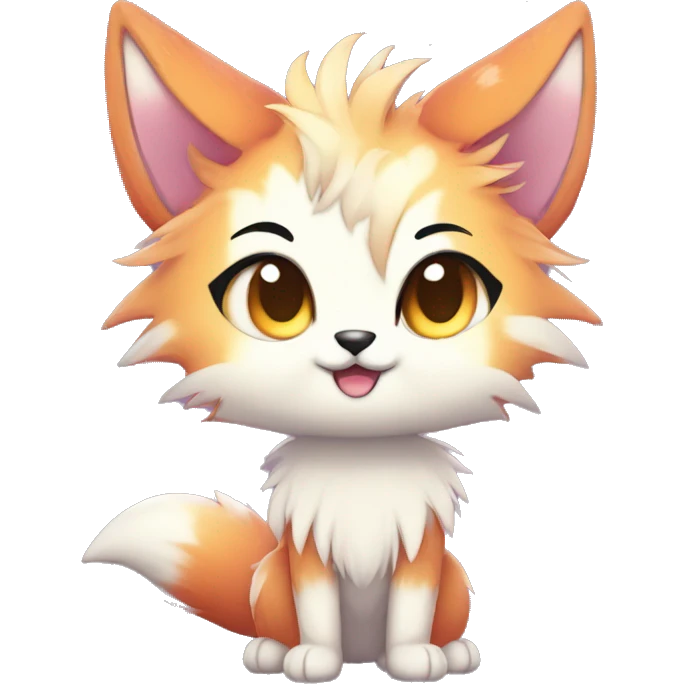a colorful shiny sparkle-furry fur-sona kemono-style-chibi-style cat-fox-Fakémon-hybrid full body emoji