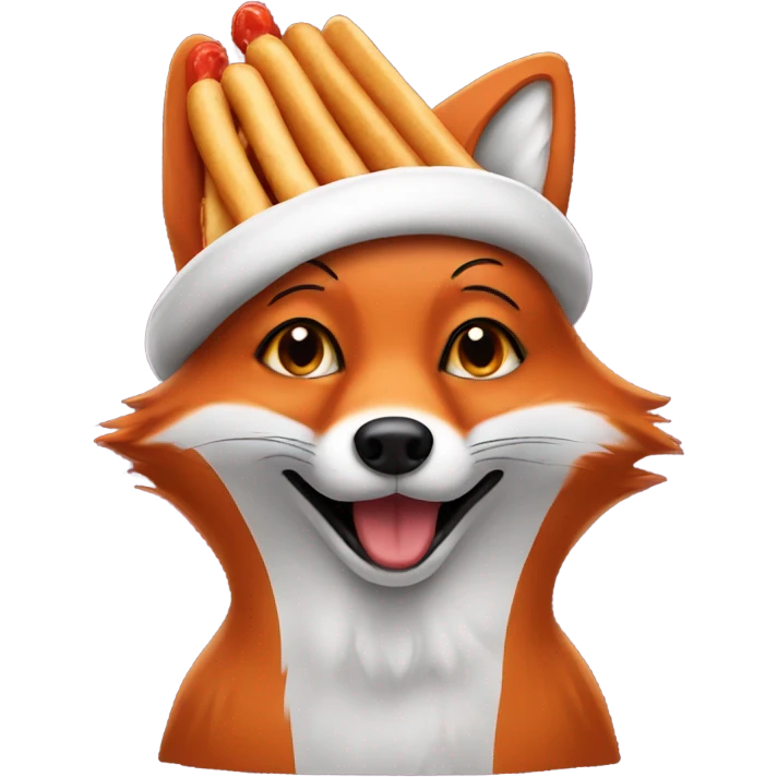 Fox wearing a hotdog hat  emoji