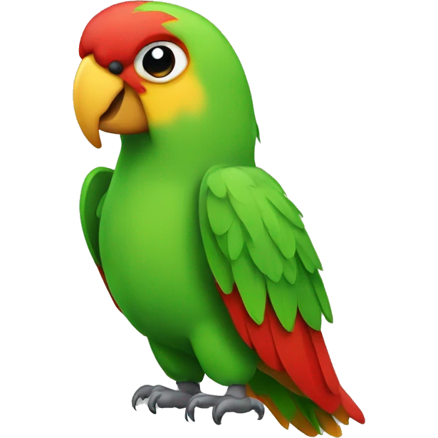 parrot with red face green body and yellow beak emoji