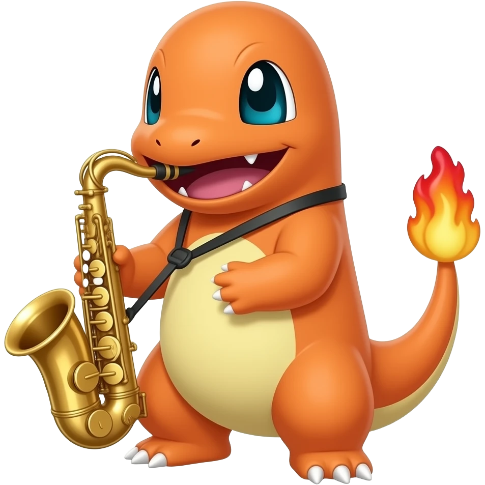 Charmander playing the saxophone emoji