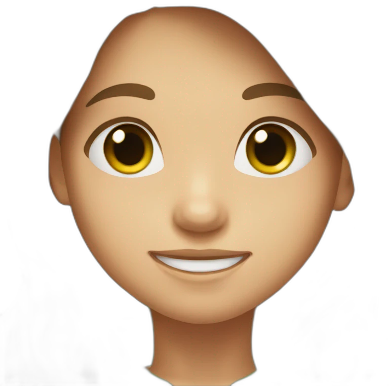 girl, brown long hair, smile, green eyes emoji