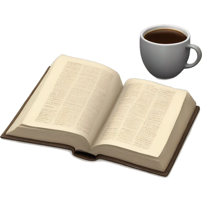 Open Bible with a cup of coffee next to it  emoji