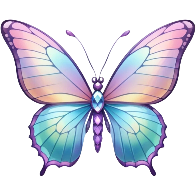 Pastel iridescent glass crystal butterfly emoji