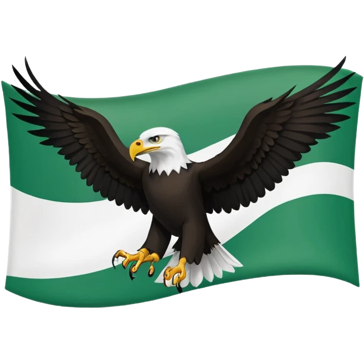 A flag I. This design 🇧🇫 is half green and half white from the bottom and an eagle with its sign spread in the middle and the eagle should be a full black silhouette. emoji