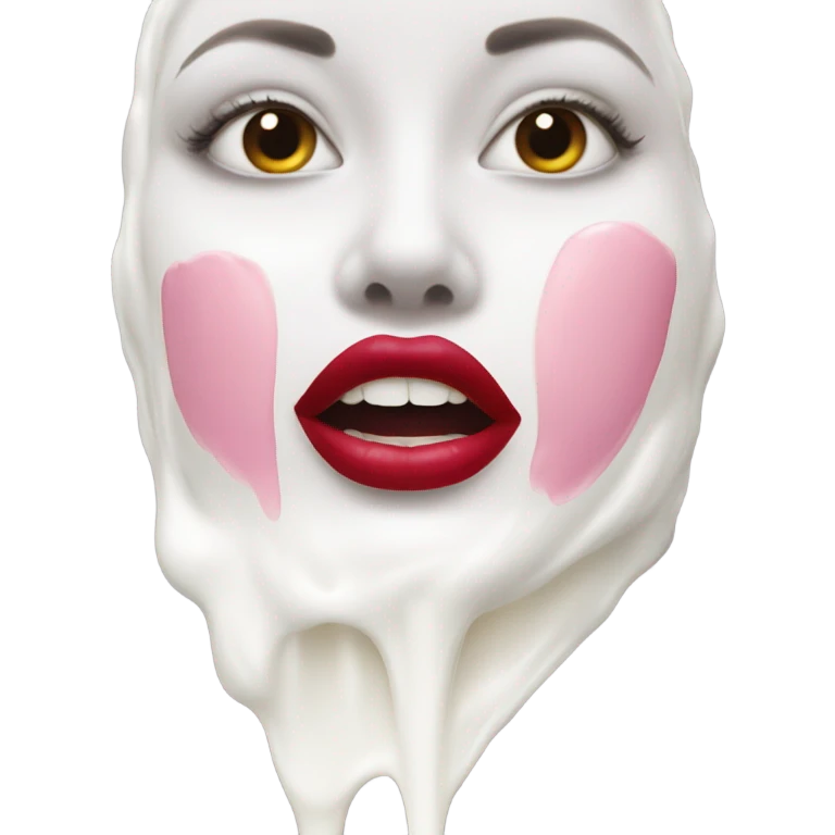 Lipstick Face covered in milk liquid emoji