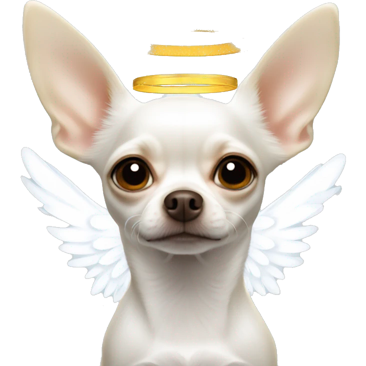 White Chihuahua with angel wings and halo emoji