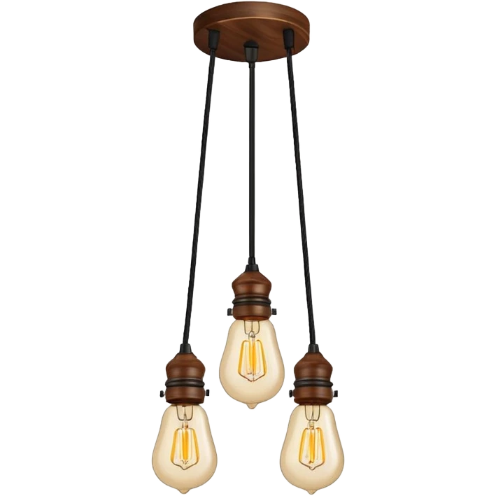ceiling lamp 3 bulbs wooden pendant  emoji
