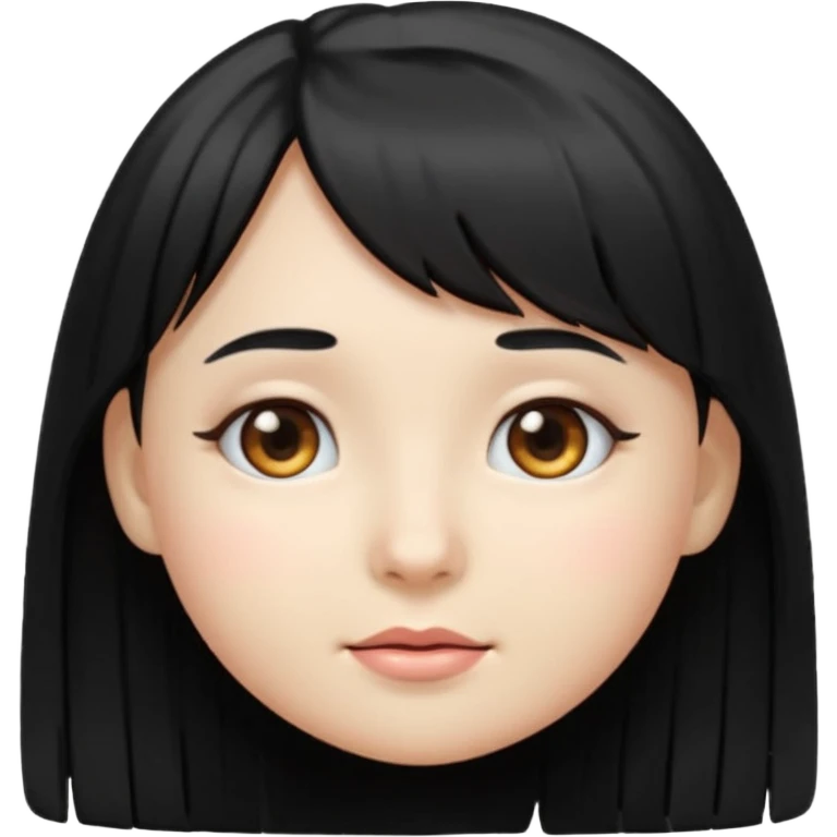"Create a girl emoji with long black hair and short bangs under the eyebrow" emoji