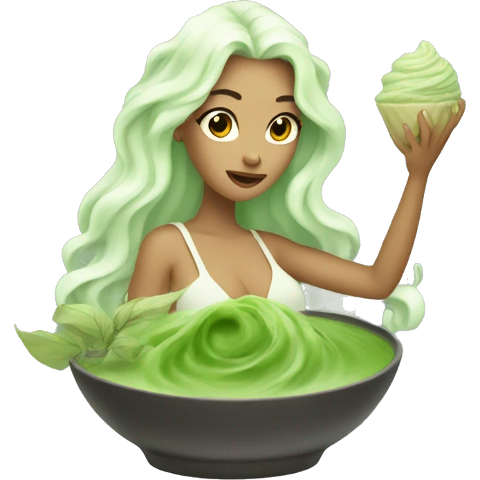 siren holding a matcha emoji