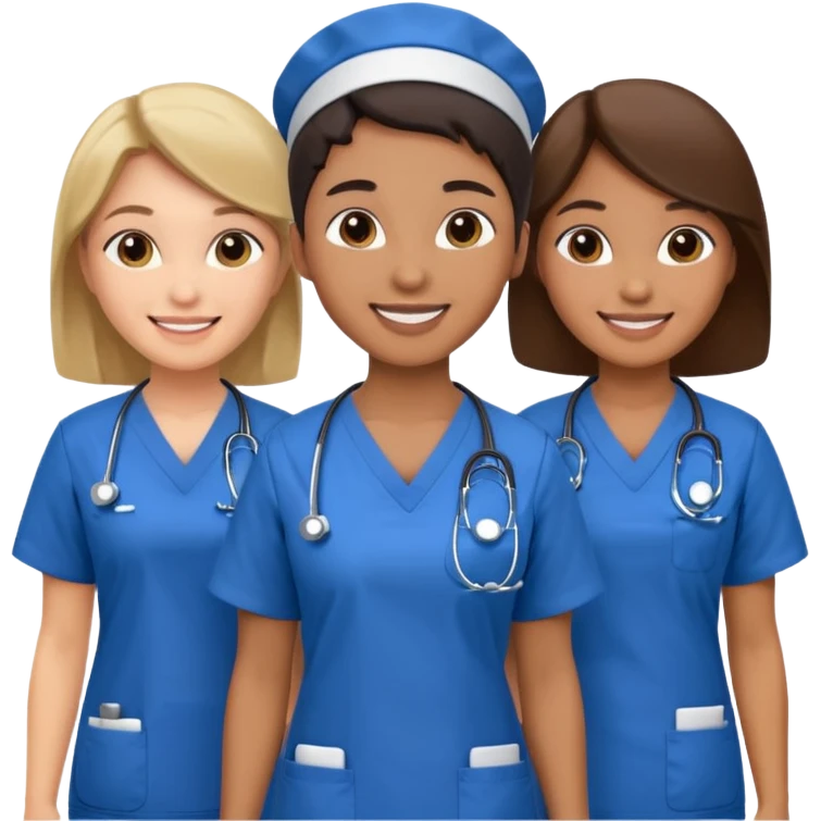 ahora una imagen de grupo de enfermeras/os+ emoji
