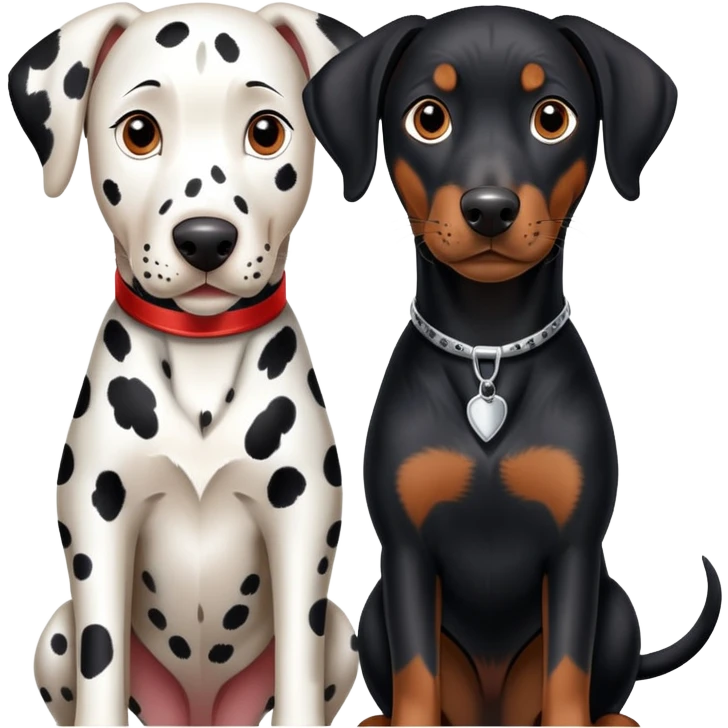 2 adults dogs : 1 Dalmatian + 1 dobermann emoji