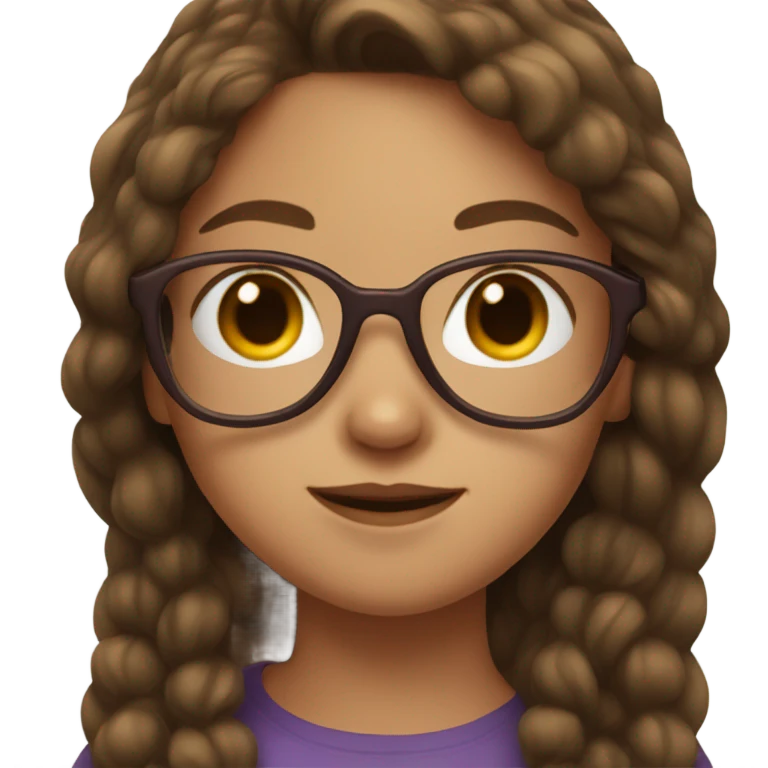 Girl with brown hair wearing heart shaped glasses emoji