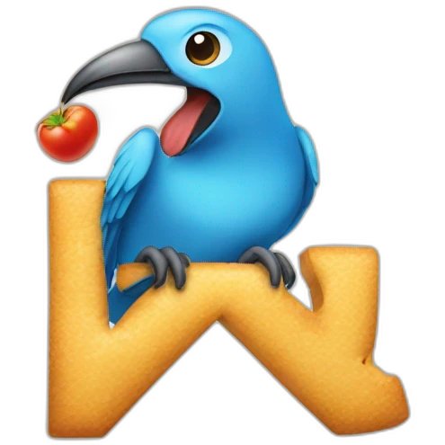 twitter bird eating X letter emoji