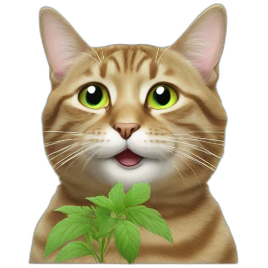 Cat getting high on catnip emoji