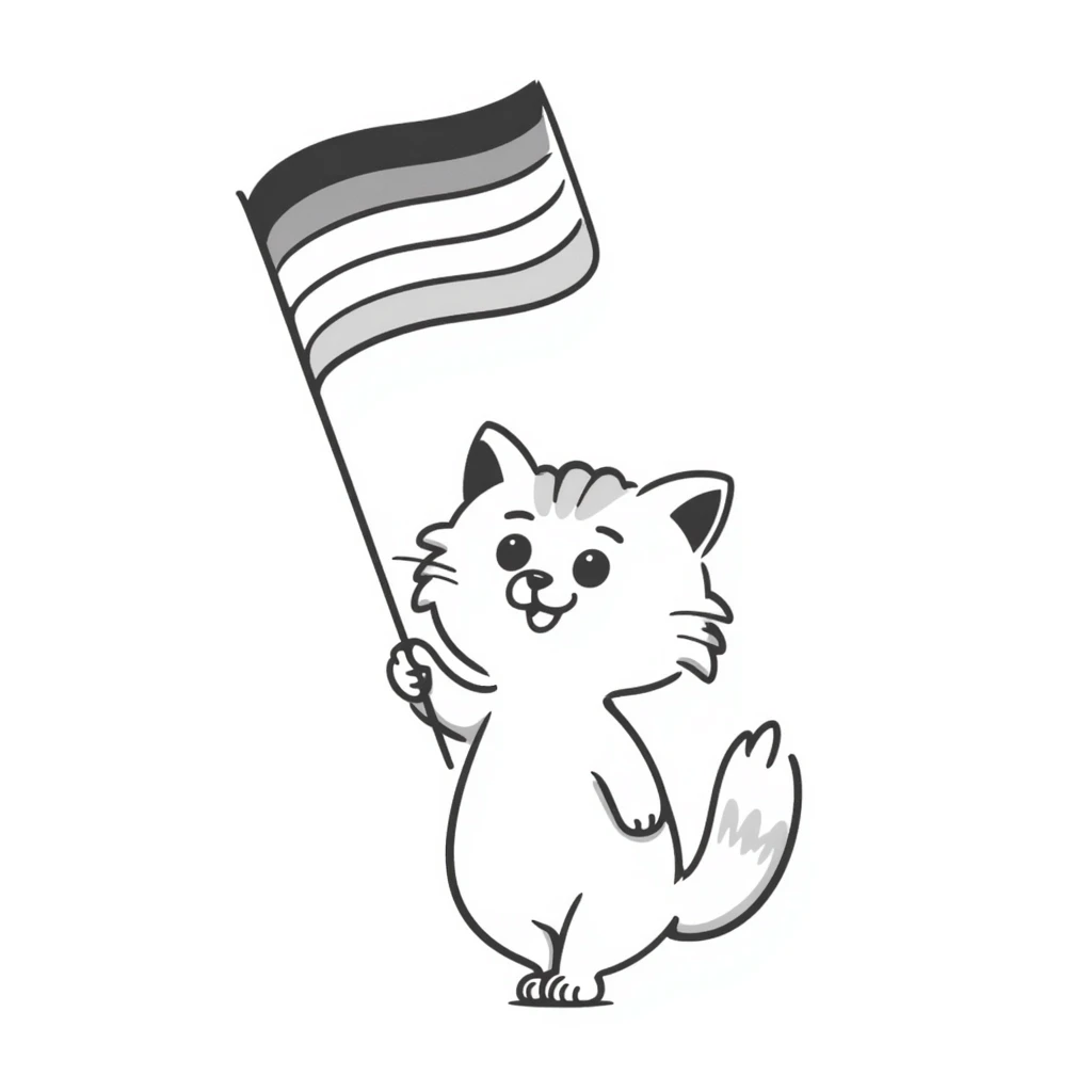 cat holding a lesbian pride flag emoji