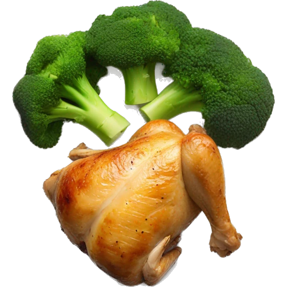 Roasted chicken breast and broccoli on a white plate emoji
